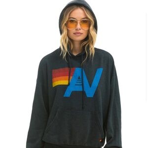 Aviator Nation Logo Pullover Relaxed Hoodie - Charcoal